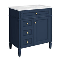 Asher Bathroom Vanity, Ceramic Sink, Smart Storage, Blue Wood 30 Inch - BM351294
