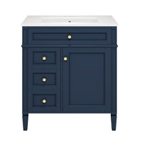 Asher Bathroom Vanity, Ceramic Sink, Smart Storage, Blue Wood 30 Inch - BM351294