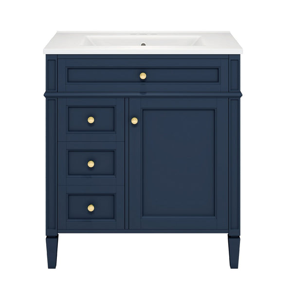 Asher Bathroom Vanity, Ceramic Sink, Smart Storage, Blue Wood 30 Inch - BM351294