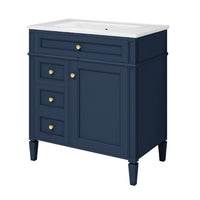 Asher Bathroom Vanity, Ceramic Sink, Smart Storage, Blue Wood 30 Inch - BM351294