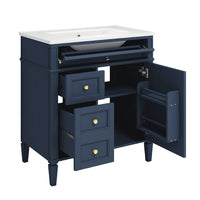 Asher Bathroom Vanity, Ceramic Sink, Smart Storage, Blue Wood 30 Inch - BM351294