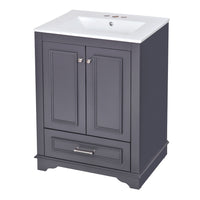 Daizy 24In Bathroom Vanity with Ceramic Sink, 2 Door Cabinet, Gray Wood - BM351295
