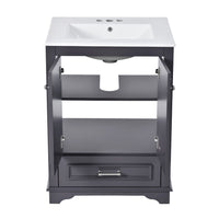Daizy 24In Bathroom Vanity with Ceramic Sink, 2 Door Cabinet, Gray Wood - BM351295