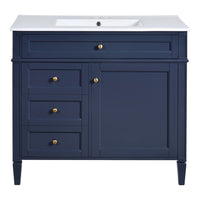 Asher Bathroom Vanity, Ceramic Sink, Smart Storage, Navy Blue Wood, 36 Inch - BM351299
