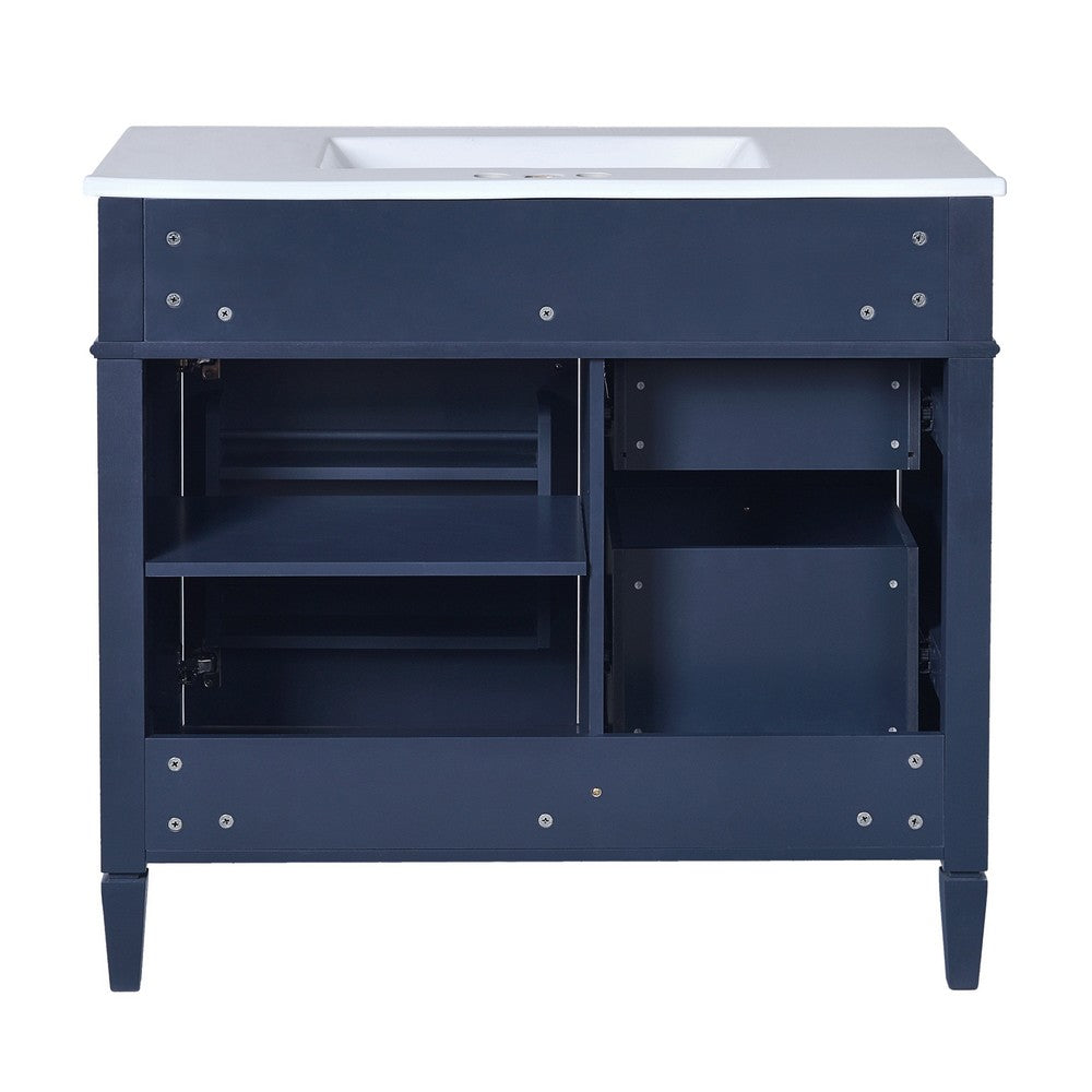 Asher Bathroom Vanity, Ceramic Sink, Smart Storage, Navy Blue Wood, 36 Inch - BM351299