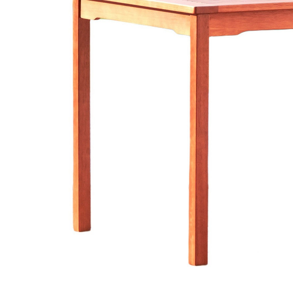 Hoi Outdoor 4 Seater Dining Table w Umbrella Hole, 35 Inch, Natural Brown - BM351300
