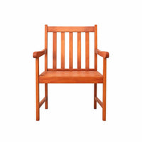 Ari Outdoor Dining Armchair with Slatted Back, Natural Reddish Brown - BM351301