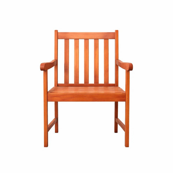 Ari Outdoor Dining Armchair with Slatted Back, Natural Reddish Brown - BM351301