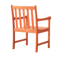Ari Outdoor Dining Armchair with Slatted Back, Natural Reddish Brown - BM351301