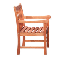 Ari Outdoor Dining Armchair with Slatted Back, Natural Reddish Brown - BM351301