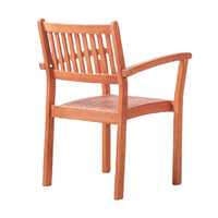 Ceri Outdoor Dining Armchair Set of 2, Slatted Back, Reddish Brown - BM351302