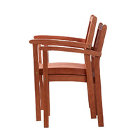 Ceri Outdoor Dining Armchair Set of 2, Slatted Back, Reddish Brown - BM351302