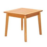 Reio Outdoor Poolside Table, 20 Inch Slatted Top, Light Oak Brown Wood - BM351304