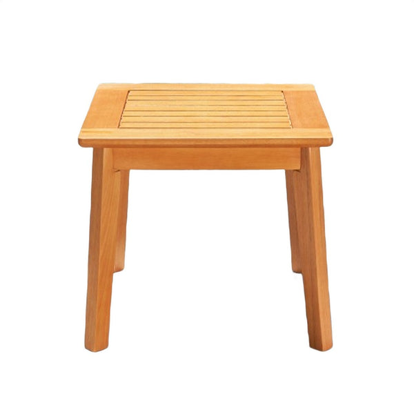 Reio Outdoor Poolside Table, 20 Inch Slatted Top, Light Oak Brown Wood - BM351304