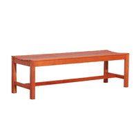 Emio 3 Seater Outdoor Bench, Reddish Brown Slatted Design, 59 Inch - BM351305