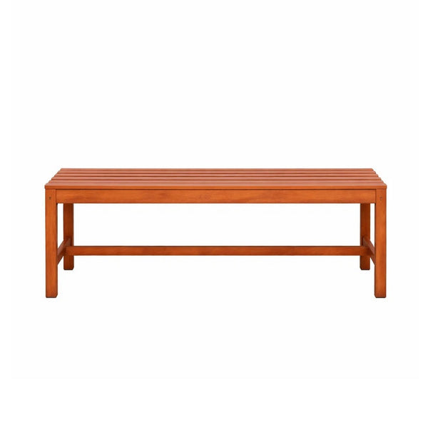 Emio 3 Seater Outdoor Bench, Reddish Brown Slatted Design, 59 Inch - BM351305