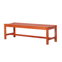 Emio 3 Seater Outdoor Bench, Reddish Brown Slatted Design, 59 Inch - BM351305