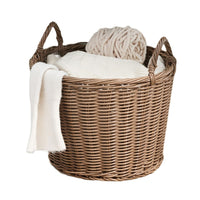 Lom Storage Basket with Handles, Walnut Brown Wicker Woven Hamper, 16 Inch - BM351306