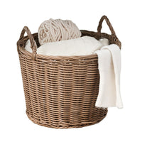 Lom Storage Basket with Handles, Walnut Brown Wicker Woven Hamper, 16 Inch - BM351306