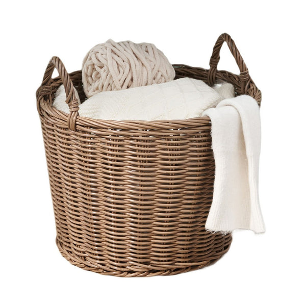 Lom Storage Basket with Handles, Walnut Brown Wicker Woven Hamper, 16 Inch - BM351306