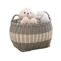 Cae Storage Basket with Handles, Gray and Cream Wicker Woven Hamper 18 Inch - BM351307