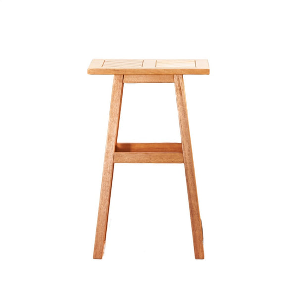 Heno Outdoor Dining Table, 18 Inch Top, Honey Brown Eucalyptus Wood - BM351310