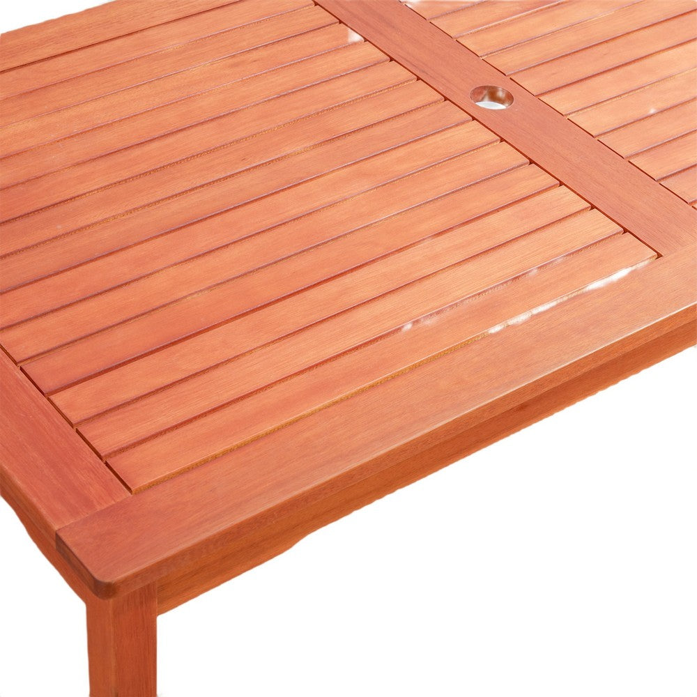 Ceri Outdoor Dining Table with Umbrella Hole, 59 Inch Top, Reddish Brown - BM351313