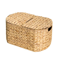 Kitchen and Picnic Basket, Natural Brown Hyacinth Woven, 16 Inch Oval - BM351314