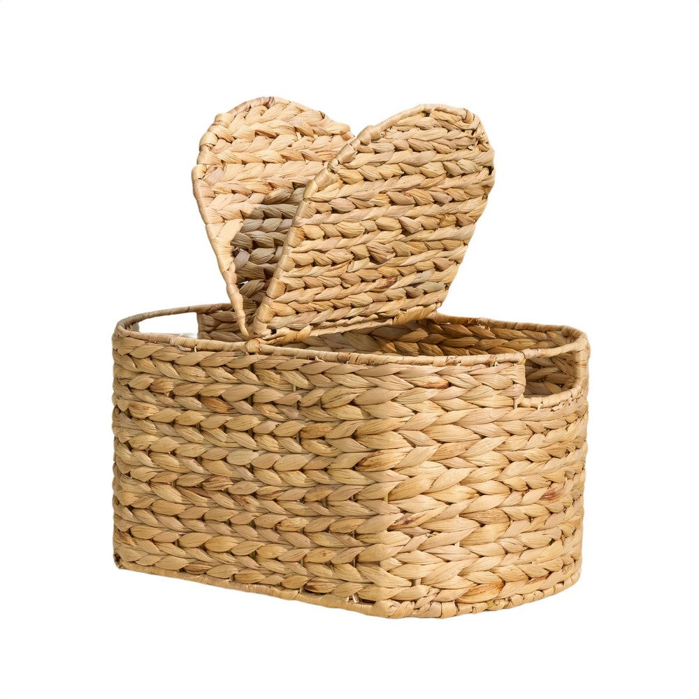 Kitchen and Picnic Basket, Natural Brown Hyacinth Woven, 16 Inch Oval - BM351314