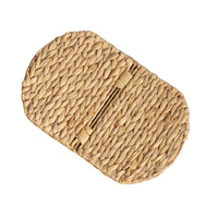 Kitchen and Picnic Basket, Natural Brown Hyacinth Woven, 16 Inch Oval - BM351314
