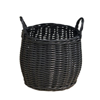 Lesa Multi Use Storage Basket with Handles, 13 Inch Black Wicker Woven - BM351316