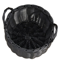 Lesa Multi Use Storage Basket with Handles, 13 Inch Black Wicker Woven - BM351316