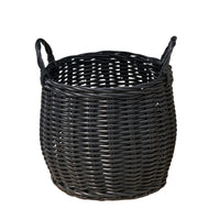Lesa Multi Use Storage Basket with Handles, 13 Inch Black Wicker Woven - BM351316