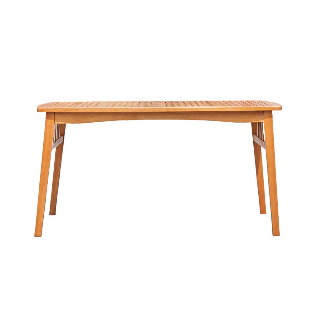 Heno Outdoor Dining Table with Umbrella Hole, 59 Inch Top, Light Brown - BM351317