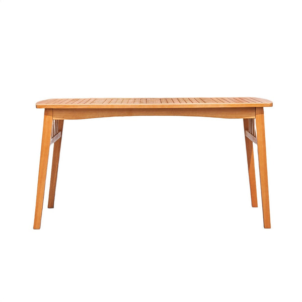 Heno Outdoor Dining Table with Umbrella Hole, 59 Inch Top, Light Brown - BM351317