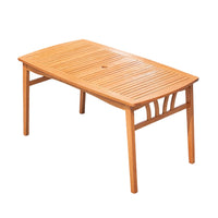 Heno Outdoor Dining Table with Umbrella Hole, 59 Inch Top, Light Brown - BM351317