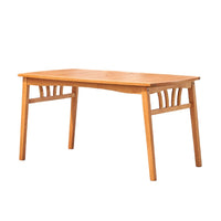 Heno Outdoor Dining Table with Umbrella Hole, 59 Inch Top, Light Brown - BM351317