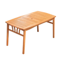 Heno Outdoor Dining Table with Umbrella Hole, 59 Inch Top, Light Brown - BM351317