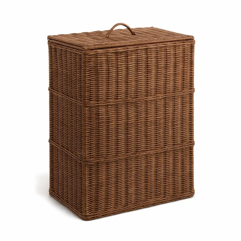 Jary Storage Basket with Lid, Dark Walnut Brown, 22 Inch Wicker Woven - BM351318