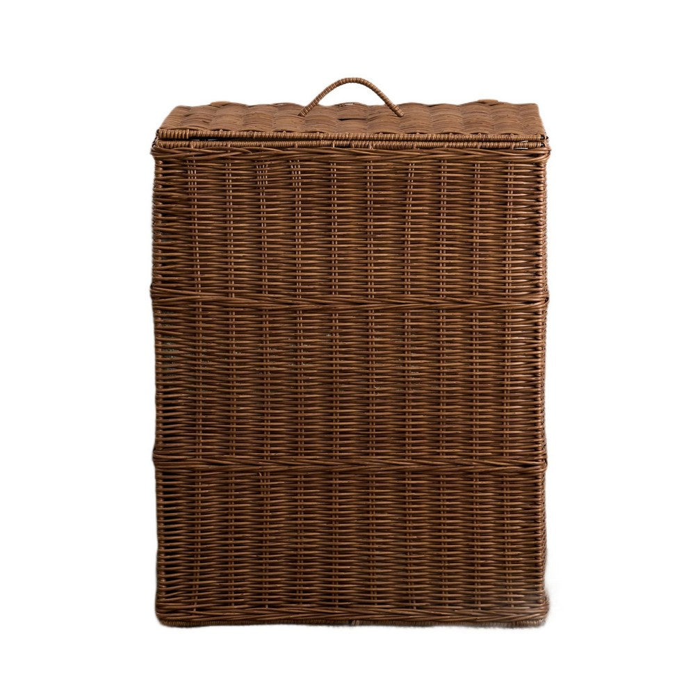 Jary Storage Basket with Lid, Dark Walnut Brown, 22 Inch Wicker Woven - BM351318