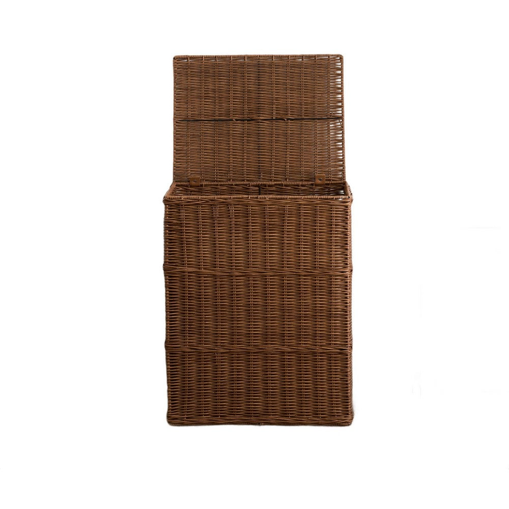 Jary Storage Basket with Lid, Dark Walnut Brown, 22 Inch Wicker Woven - BM351318