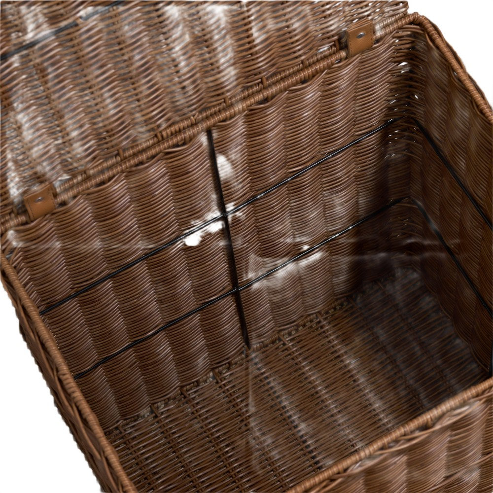 Jary Storage Basket with Lid, Dark Walnut Brown, 22 Inch Wicker Woven - BM351318