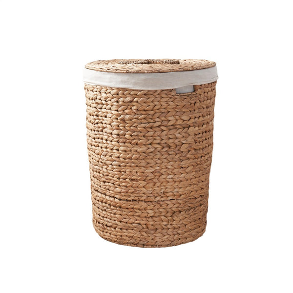 Leri Lidded Laundry Hamper, Light Brown Hyacinth, Arrow Woven, 23 Inch  - BM351319