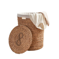 Leri Lidded Laundry Hamper, Light Brown Hyacinth, Arrow Woven, 23 Inch  - BM351319