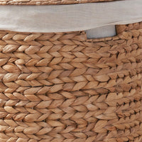 Leri Lidded Laundry Hamper, Light Brown Hyacinth, Arrow Woven, 23 Inch  - BM351319