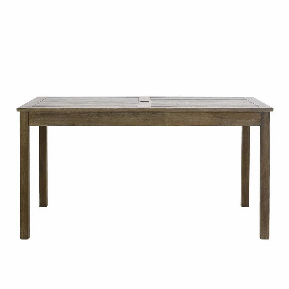Ceri 6 Seater Outdoor Dining Table w Umbrella Hole, Graywash 59 Inch Top - BM351320