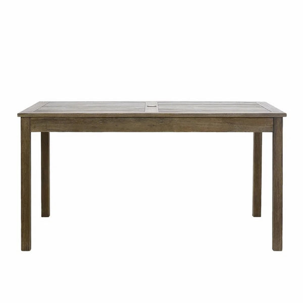 Ceri 6 Seater Outdoor Dining Table w Umbrella Hole, Graywash 59 Inch Top - BM351320