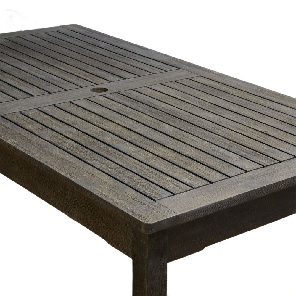 Ceri 6 Seater Outdoor Dining Table w Umbrella Hole, Graywash 59 Inch Top - BM351320