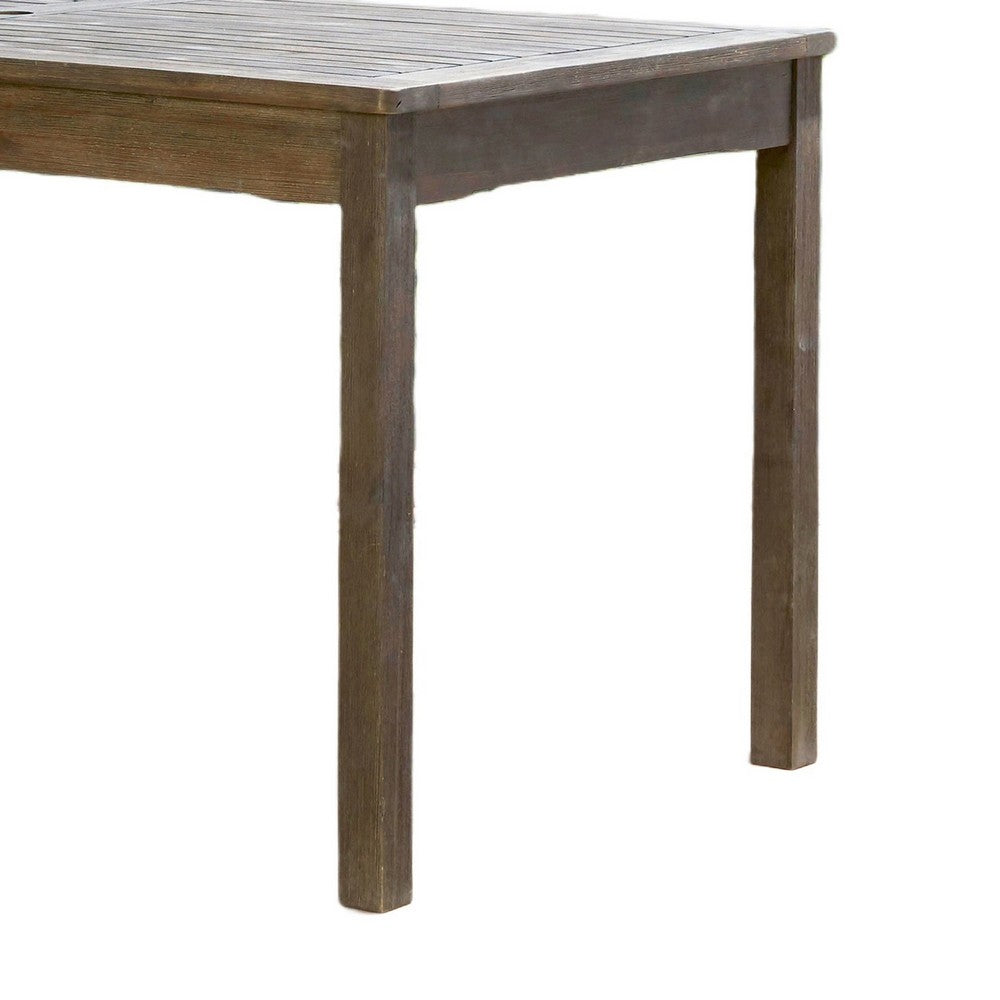 Ceri 6 Seater Outdoor Dining Table w Umbrella Hole, Graywash 59 Inch Top - BM351320