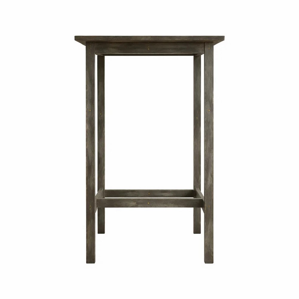 Emio Outdoor Side Bar Table, 24 Inch Top, Farmhouse Graywashed Acacia Wood - BM351321